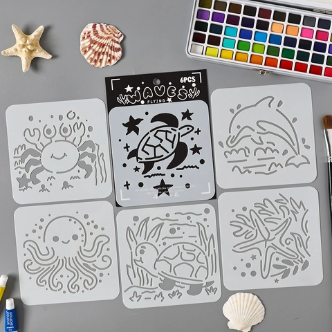 Maschere Per Disegno Vita Marina Plastica PET Modelli Animali Oceano Per Pittura DIY Scrapbooking Decorazione Diario