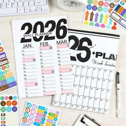 Calendario Planner Da Parete Annuale 2025 2026 Organizzazione Casa Ufficio Carta Minimalista E Adesivi Decorativi