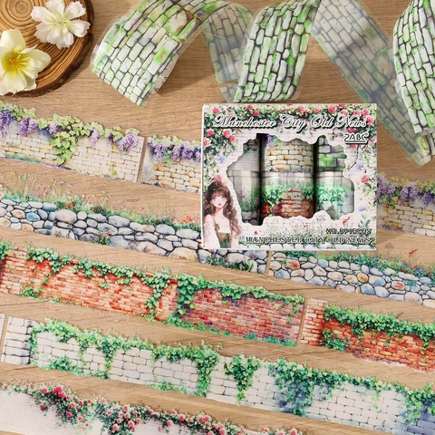 Nastro Decorativo In PET Architettura Vintage Muro Di Mattoni Vite Di Fiori DIY Journaling Scrapbooking