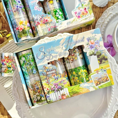 Vintage Floral PET Decorative Tape Die-cut Waterproof Botanical Garden Aesthetic Stickers For Scrapbooking DIY Journaling Crafts