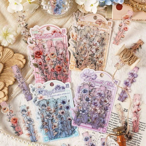 Adesivi In PET Fiori Vintage Impermeabili Trasparenti Decalcomanie Per Scrapbooking Journaling DIY Arti E Mestieri Cancelleria