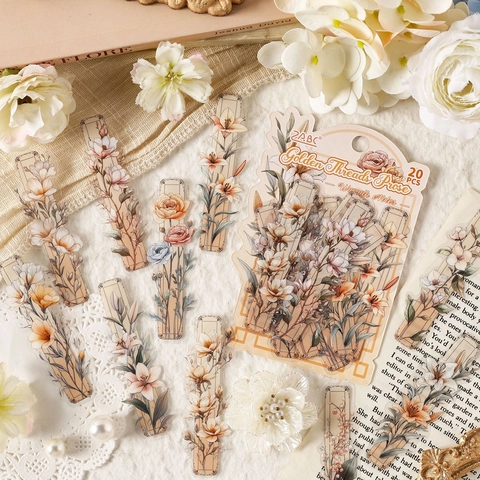 Adesivi In PET Fiori Vintage Impermeabili Trasparenti Decalcomanie Per Scrapbooking Journaling DIY Arti E Mestieri Cancelleria