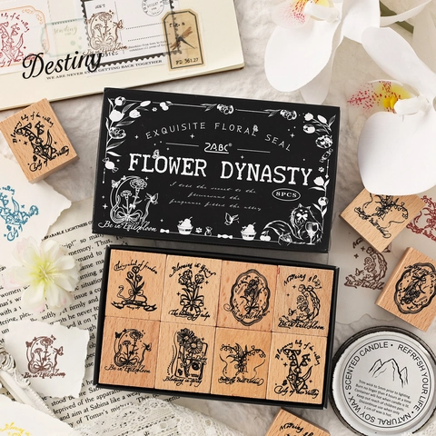 Vintage Floral Wood Rubber Stamps For DIY Scrapbooking Hand Account Decoration Botanical Flower Dynasty Stationery Tool