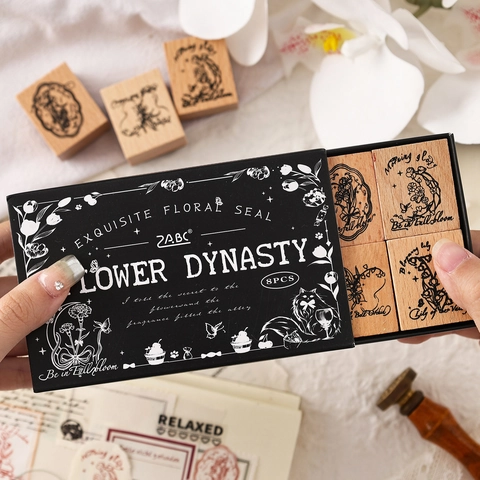 Vintage Floral Wood Rubber Stamps For DIY Scrapbooking Hand Account Decoration Botanical Flower Dynasty Stationery Tool