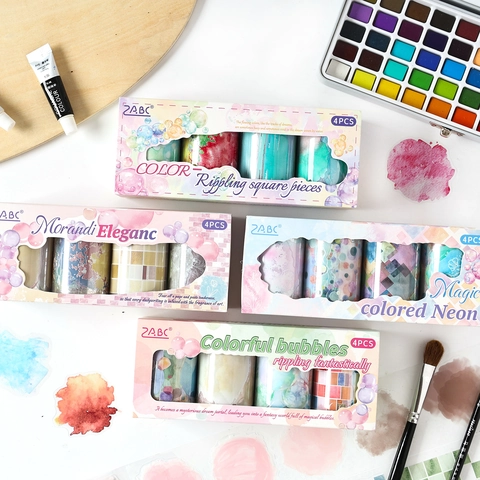 Watercolor Abstract Decorative PET Tape Set Colorful Bubbles Morandi Pattern Washi Tape For Journaling Scrapbooking DIY Stationery