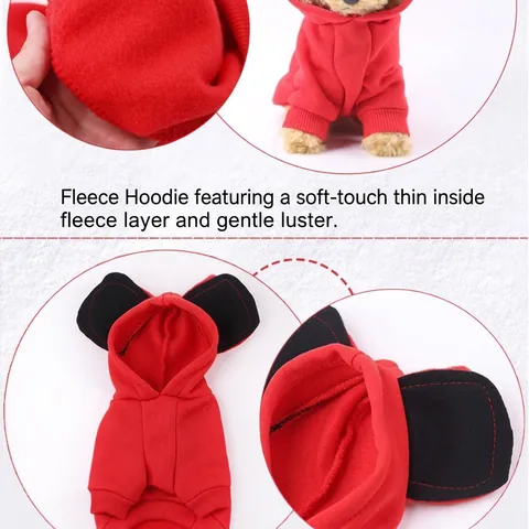 Felpa Con Cappuccio Per Animali Domestici Cane Pile Vestiti Invernali Caldi Design Grandi Orecchie Gatti Cuccioli
