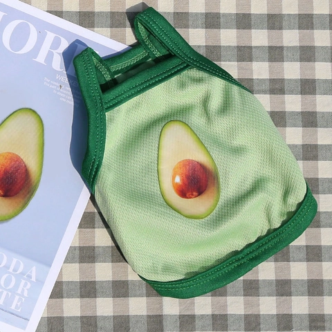 Débardeur En Maille Respirante Pour Chien Chat Vêtements Été Motifs Avocat Dinosaure Chat De La Chance Petits Moyens