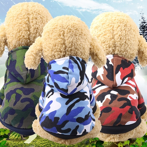 Camouflage Pet Hoodie Soft Cotton Blend Fleece Dog Sweatshirt Warm Hooded Clothes For Small Medium Dogs Cats Casual Pet Apparel