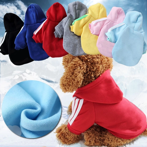 Sweat à Capuche pour Chien en Coton Doux Polaire Sweat-shirt de Sport Chaud avec Manches Rayées pour Chiens Chats Vêtements d'Hiver