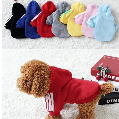 Sweat à Capuche pour Chien en Coton Doux Polaire Sweat-shirt de Sport Chaud avec Manches Rayées pour Chiens Chats Vêtements d'Hiver