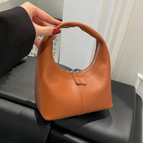 Minimalistische Halve Maan Hobo Kleine Handtasche PU Leer Effen Kleur Niche Design Veelzijdige Handtas Voor Dames
