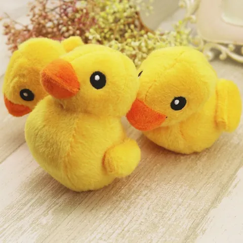 Pet Squeaky Plush Toy Yellow Duck Shape Soft Stuffed Interactive Chewing For Dogs And Cats Cartoon Design Cute Style