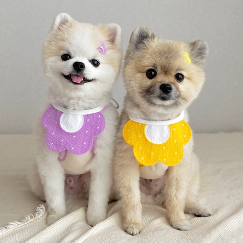 Simpatico Bavaglino in Maglia per Animali Domestici Asciugamano per Cani Gatti Motivo Floreale Ape Sciarpa Regolabile Decorazione