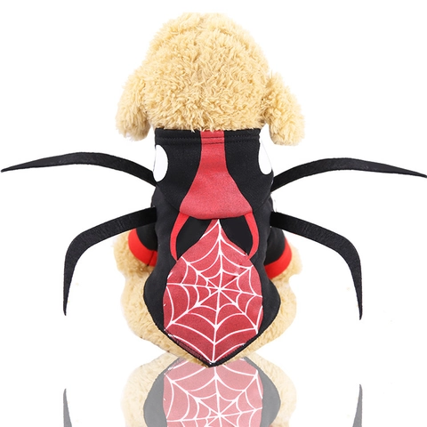 Costume Da Ragno Di Halloween Per Cani Felpa Con Cappuccio In Pile Con Zampe E Stampa Ragnatela Per Animali