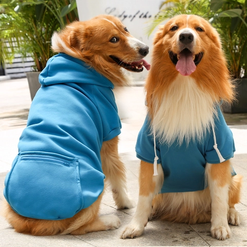 Felpa Con Cappuccio Per Cani Gatti Calda Pile Quadri Tinta Unita Tasca Posteriore Funzionale Cerniera Per Animali Domestici
