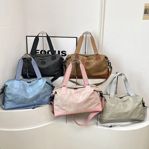 Large Capacity Travel Duffle Bag Canvas PU Leather Handbag With Adjustable Shoulder Strap For Gym Business Weekend