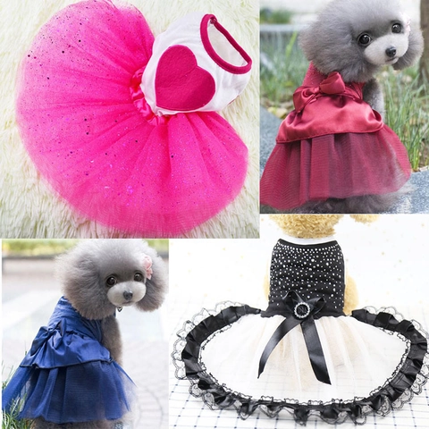 Elegantes Haustier Hundekleid Strass Tutu Rock Satin Netz Prinzessin Schleife Kleid Für Kleine Hunde Katzen Hochzeit Party Kostüm