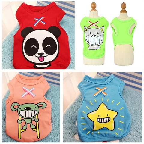 Gilet pour Animaux de Compagnie Imprimé Dessin Animé Vêtements pour Chiens en Polyester Respirant pour Petits Moyens Chiens Chats T-shirt Décontracté pour Chiot