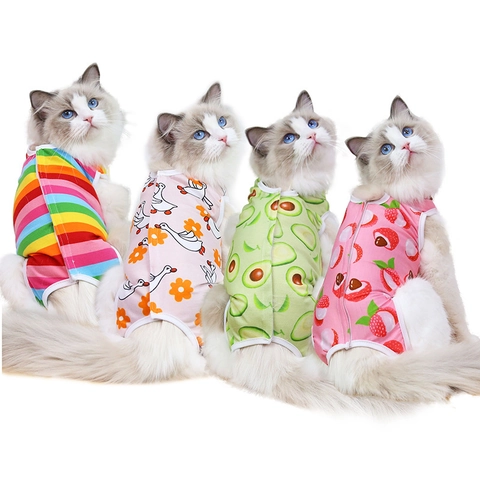 Haustier Genesungsanzug Für Katzen Hunde Cartoon Muster Atmungsaktives Polyester Kleidung Nach Operation Schutzweste Welpen Kätzchen