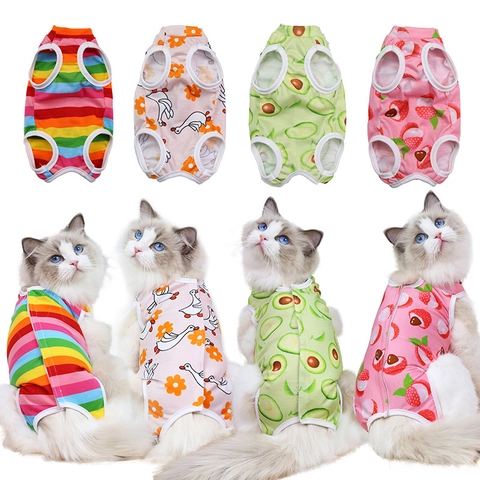 Haustier Genesungsanzug Für Katzen Hunde Cartoon Muster Atmungsaktives Polyester Kleidung Nach Operation Schutzweste Welpen Kätzchen