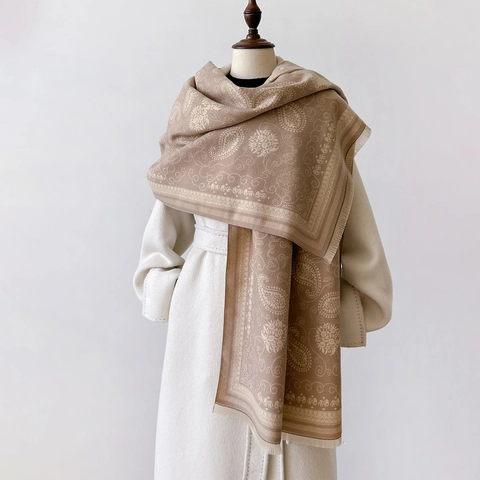 Winter Schal Stola Kaschmir-Imitat Verdickt Warm Paisley Elefant Muster Fransen Böhmisch Retro