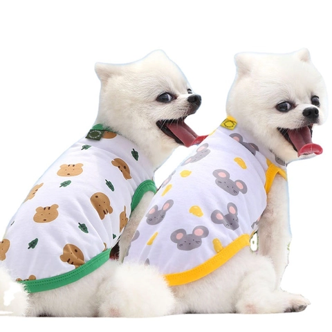 Gilet en Polyester Respirant pour Chien et Chat Imprimé Ours Souris Vêtements pour Chiots de Petite Moyenne Grande Taille