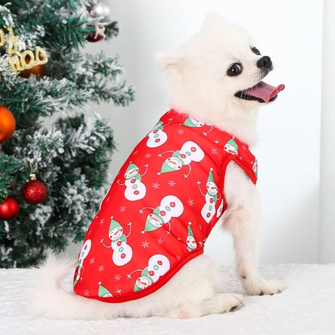 Weihnachten Hunde Weste Kleidung Rot Marineblau Schneemann Pinguin Weihnachtsmann Rentier Druck Welpe Katze Haustier Feiertagsbekleidung