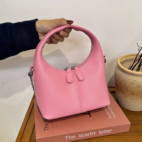 2025 Borsa Hobo Donna Minimalista in Pelle PU Moda Doppia Cerniera Catena in Metallo Borsa a Tracolla Casual Viaggio Pendolare