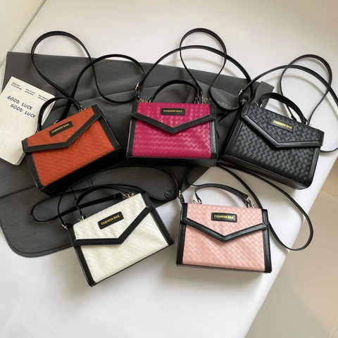 Borsa a Tracolla da Donna in Pelle PU Intrecciata Vintage Borsa a Mano Piccola Quadrata Con Tracolla Rimovibile Fashion Bag