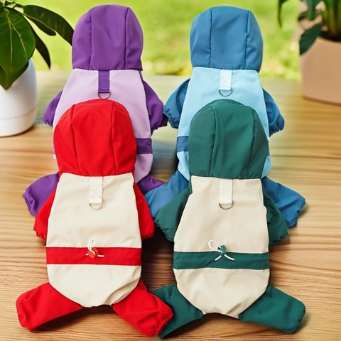 Tuta Invernale Per Animali Cappotto Impermeabile Cane Foderato In Pile Cappuccio Tuta Da Neve Con Anello D Per Piccoli Cani Gatti