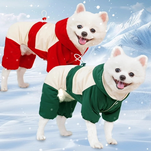 Cappottino Cane Inverno Impermeabile Integrale Giacca Con Cappuccio Antivento Caldo Vestiti Animali Con Anello D