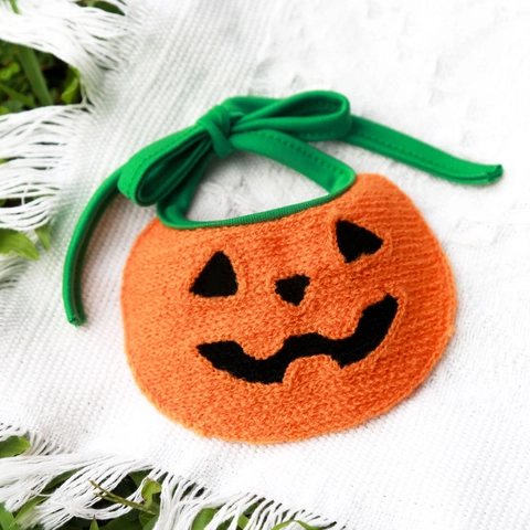 Bavoir Écharpe pour Animaux de Compagnie Halloween Chiens Chats Motif Citrouille Fantôme Mélange Coton Réglable Décoration Chiot