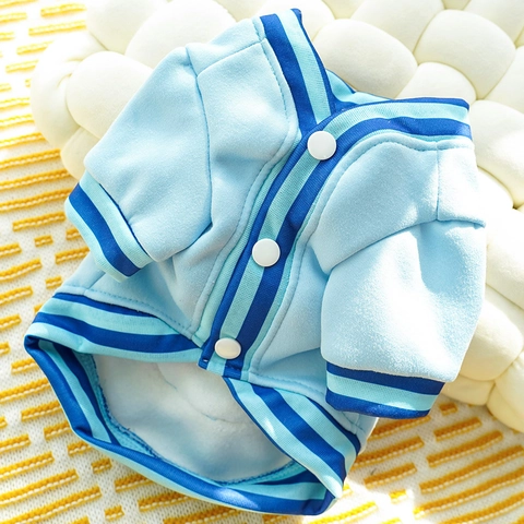 Dog Baseball Jacket Cat Clothes Warm Fleece Lined Polyester With Plush Bear Decoration D-Ring Leisure Sporty Design