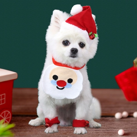 Bavaglino Natalizio per Animali Domestici Cane Gatto Asciugamano da Saliva Simpatico Renna Omino di Pan di Zenzero Babbo Natale Accessori per Costume