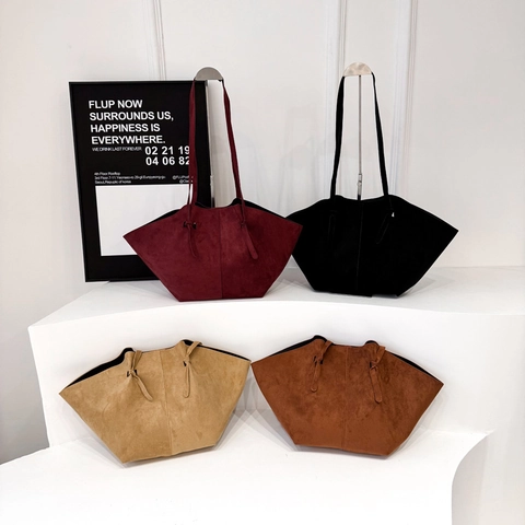Bolso Tote de Gamuza de Gran Capacidad Estilo Vintage Relajado Bolso de Hombro para Mujer Color Sólido Versátil Bolso de Mano para Viaje al Trabajo Bolso de Compras