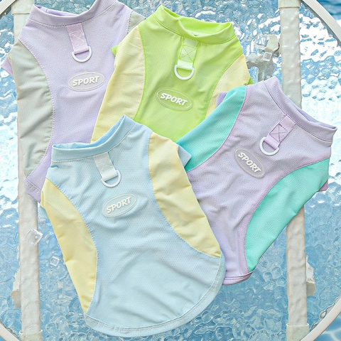 Gilet Per Animali Domestici Traspirante Stile Sportivo Color Block Vestiti Con Anello Per Guinzaglio Protezione Solare