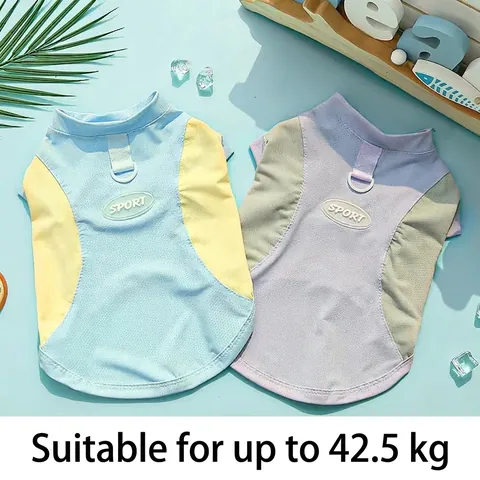 Gilet Per Animali Domestici Traspirante Stile Sportivo Color Block Vestiti Con Anello Per Guinzaglio Protezione Solare