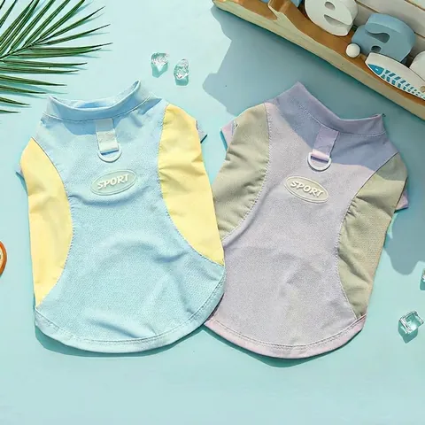 Gilet Refrigerante Per Animali Maglia Traspirante Camicia Sportiva Asciugatura Rapida Vestiti Cane Gatto Con Anello D