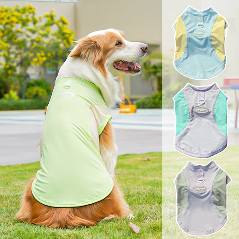 Gilet Refrigerante Per Cani Maglia Traspirante Raso Ghiaccio Camicia Protezione Solare Estiva Con Attacco Per Guinzaglio
