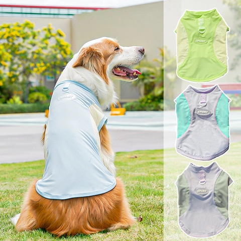 Gilet Refrigerante Per Cani Maglia Traspirante Raso Ghiaccio Camicia Protezione Solare Estiva Con Attacco Per Guinzaglio