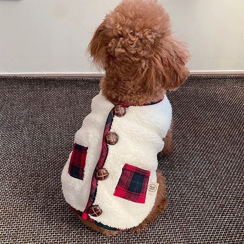 Autumn Winter Warm Coral Fleece Pet Vest Dog Cat Christmas Clothes With Scarf Small Dog Puppy Apparel Cute Style