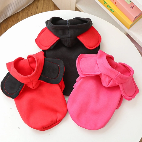 Cute Cartoon Ears Pet Hoodie For Dogs Cats Autumn Winter Warm Fleece Sweatshirt Casual Puppy Kitten Apparel Clothes