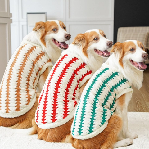 Gilet Maglione Caldo Invernale Per Cane Gatto Pile Lana Di Agnello Motivo Zigzag Con Anello A D Per Guinzaglio