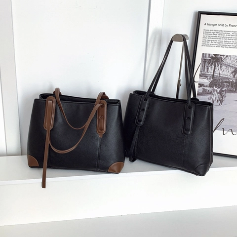 Damen Große Kapazität Tote Bag Minimalistisches PU Leder Kieselstruktur Mode Pendeln Schulter Handtasche Business Casual Reise