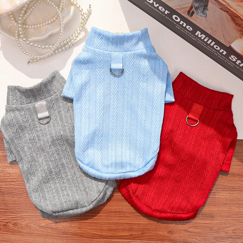Pull Tricoté Pour Chien Chat Avec Anneau En D Pour Laisse Motif Chevron Vêtements Automne Hiver