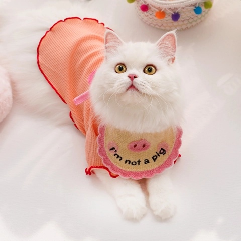 Bavaglino Per Animali Domestici In Maglia Regolabile Bandana Ricamo Cartone Animato Cuore Maiale Asciugamano Per Gatti Cani