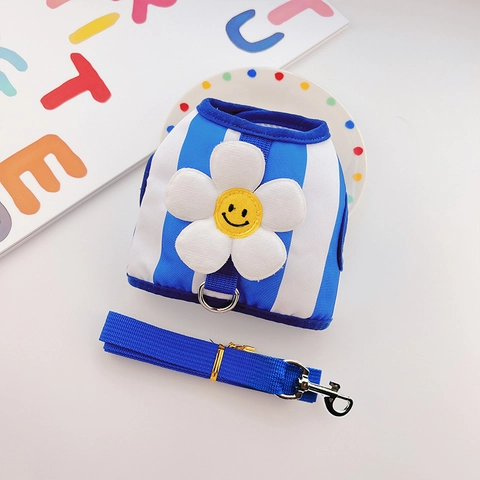 Pet Harness And Leash Striped Acrylic Breathable Mesh Sunflower Smile Cute For Small Dogs Cats