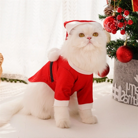 Natale Costume Per Animali Maglietta Cane Maglione Gatto Poliestere Festivo Renna Babbo Natale Elfo Motivo Abbigliamento