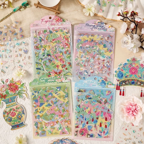 Adesivi Puzzle Dimensionali Fai Da Te PET Cartoncino Stile Tradizionale Cinese Floreale Fenice Decorativo Per Scrapbooking Journaling