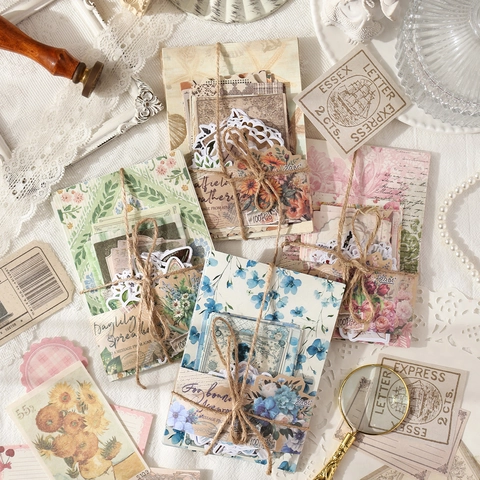 Vintage Scrapbooking Material Kit Floral Schmetterling Journaling Sticker Set Ästhetisches Papier Washi Aufkleber Für DIY Kunst Handwerk Tagebuch Dekor